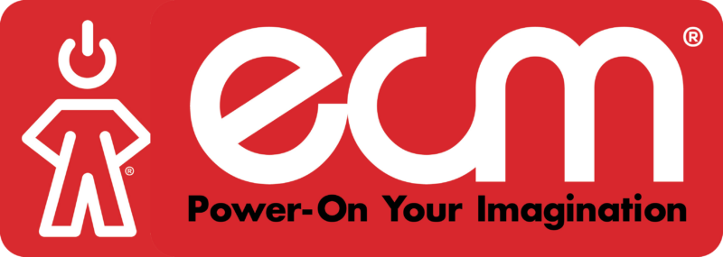 Engaging Creative Minds logo. Text reads E.C.M. Power On Your Imagination.