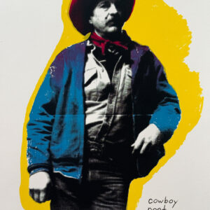 A dramatically colorized version of the black and white cowboy photo.