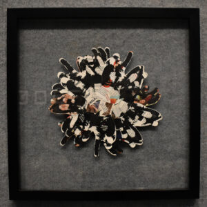 A collage of papers cut into the shape of hands.
