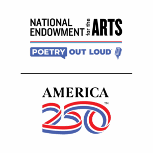 Poetry Out Loud logo with NEA and America 250 logos.