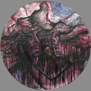 An acrylic painting on wood panel