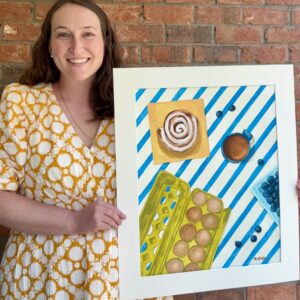 Mary Glenn Keadle shows off some of her art.